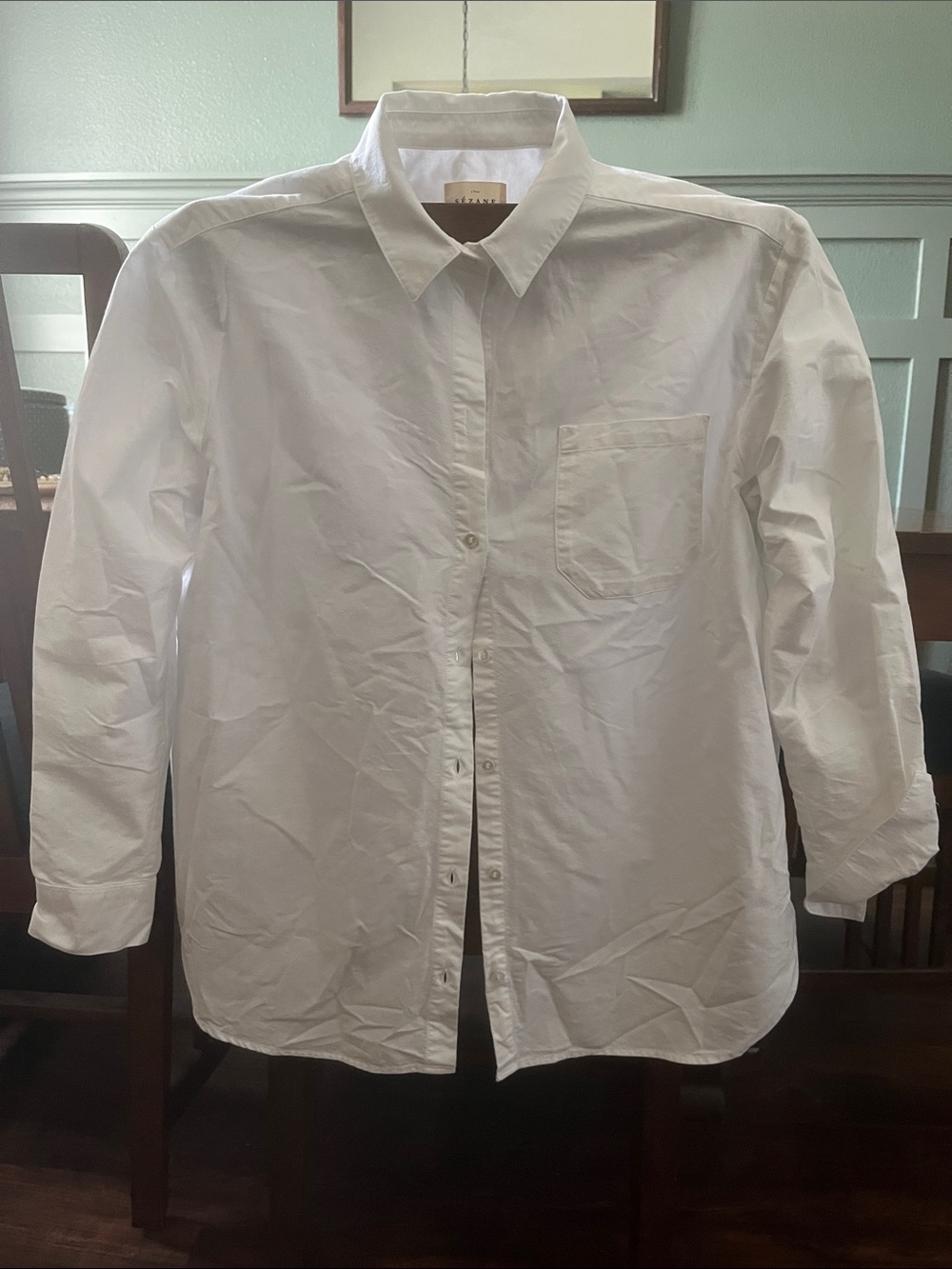 Sezane White Classic Button-Down Shirt